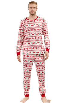 Roter Hirsch bedruckte Weihnachts-Familienpyjama-Sets