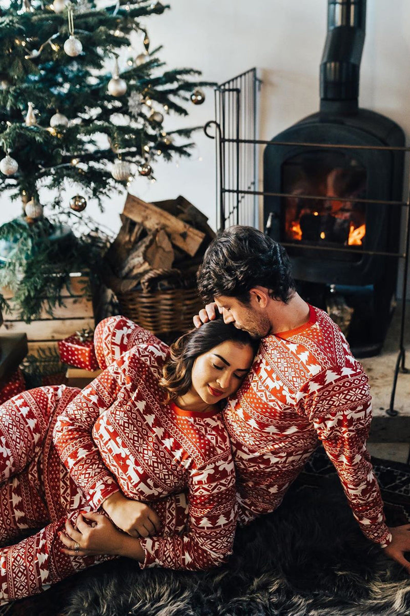 Laden Sie das Bild in den Galerie-Viewer, Rotes Weihnachtsmuster bedruckt Familie passende Pyjama-Sets