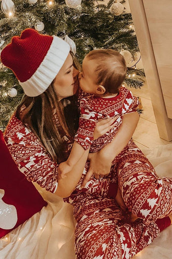 Rotes Weihnachtsmuster bedruckt Familie passende Pyjama-Sets