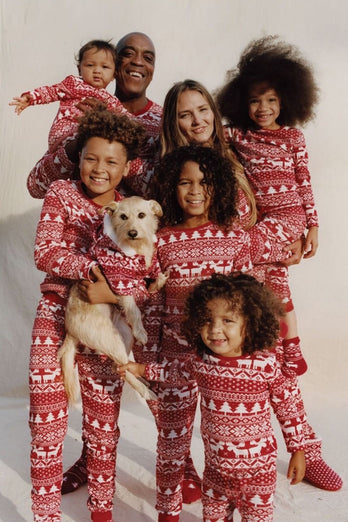 Rotes Weihnachtsmuster bedruckt Familie passende Pyjama-Sets