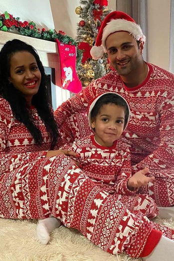 Rotes Weihnachtsmuster bedruckt Familie passende Pyjama-Sets