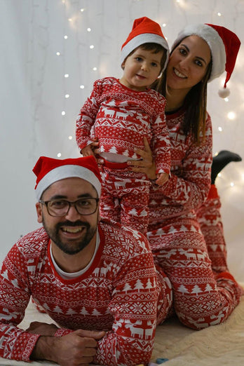 Rotes Weihnachtsmuster bedruckt Familie passende Pyjama-Sets