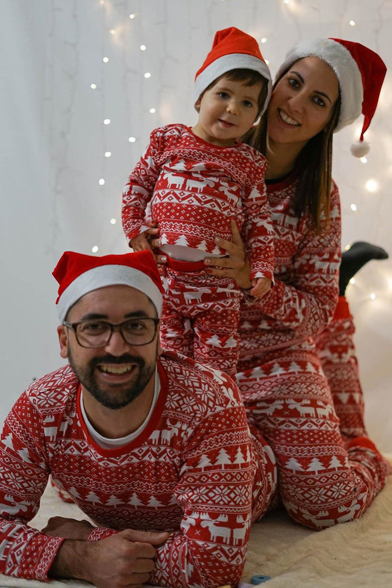 Laden Sie das Bild in den Galerie-Viewer, Rotes Weihnachtsmuster bedruckt Familie passende Pyjama-Sets