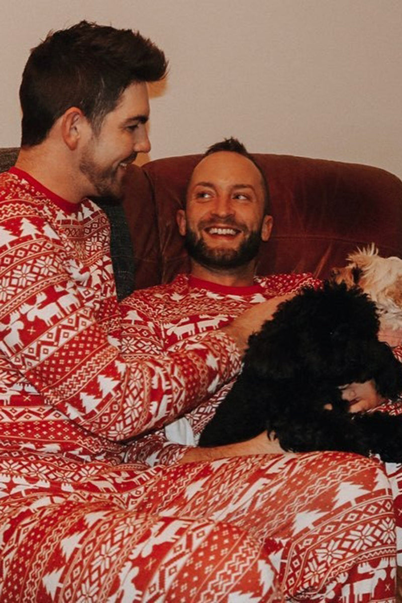 Laden Sie das Bild in den Galerie-Viewer, Rotes Weihnachtsmuster bedruckt Familie passende Pyjama-Sets