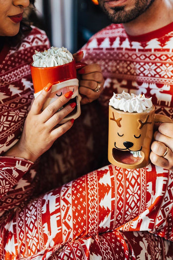 Rotes Weihnachtsmuster bedruckt Familie passende Pyjama-Sets