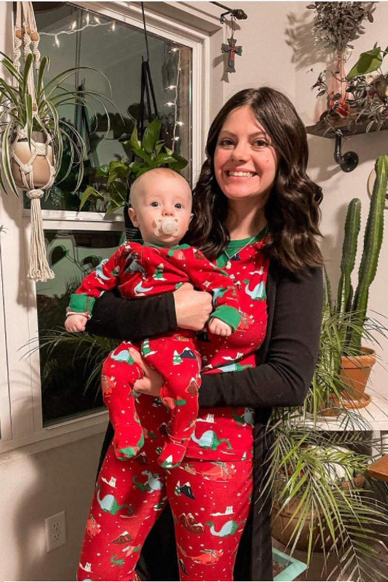 Laden Sie das Bild in den Galerie-Viewer, Rote Tiere bedruckte Weihnachtsfamilie Pyjama-Sets