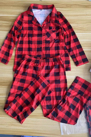 Rot und Schwarz karierte Langarm Familien Pyjama-Sets