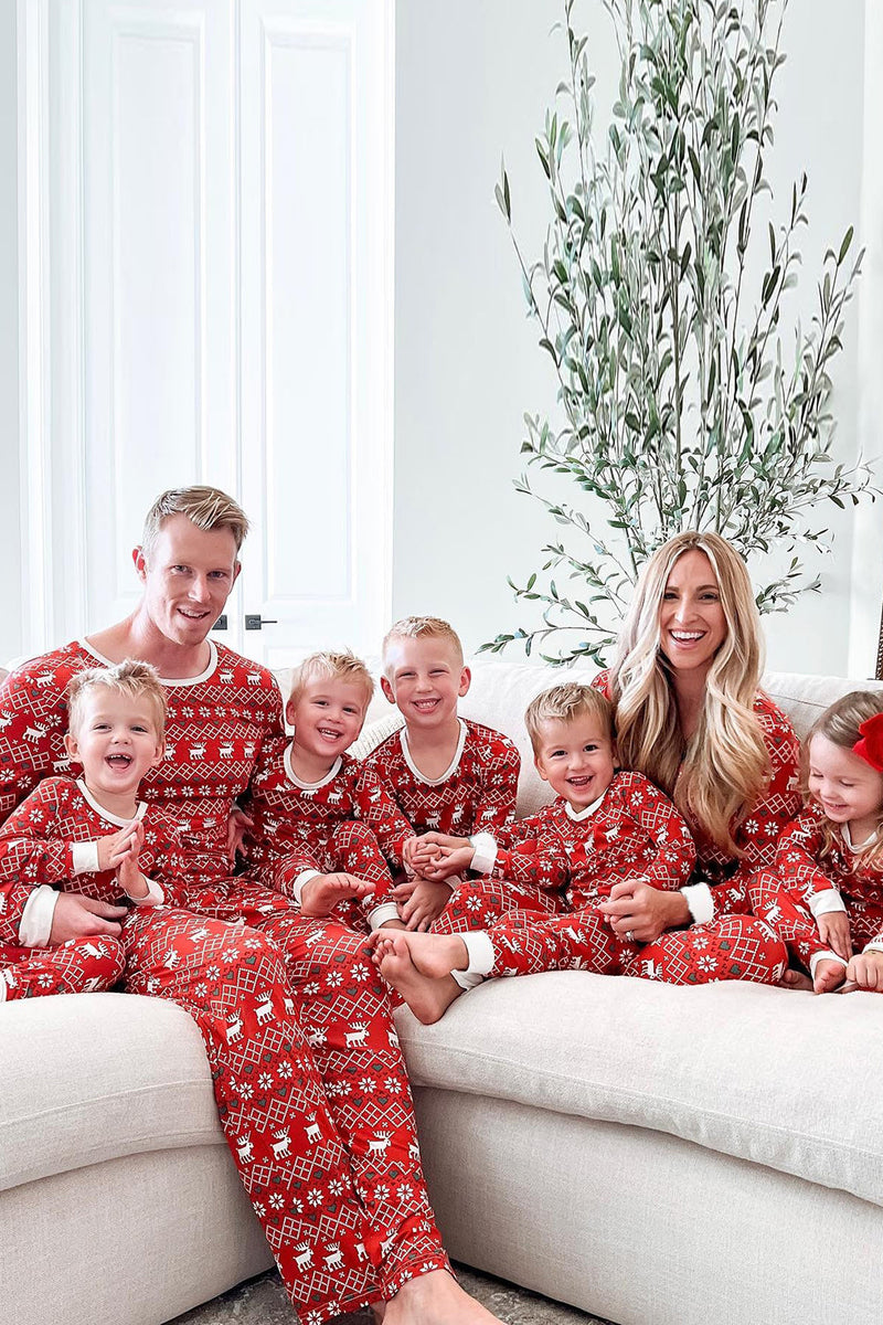 Laden Sie das Bild in den Galerie-Viewer, Rote Schneeflocke bedruckt Weihnachten Familie passende Pyjama-Sets