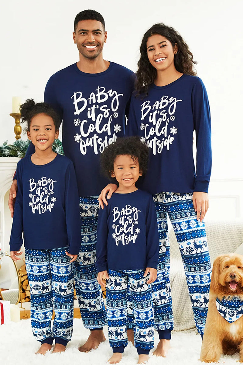 Laden Sie das Bild in den Galerie-Viewer, Marineblaue Weihnachts-Familien-Pyjama-Sets mit Buchstabendruck