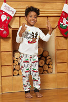 Laden Sie das Bild in den Galerie-Viewer, Weißes Hirsch bedrucktes Weihnachts-Familienpyjama-Set