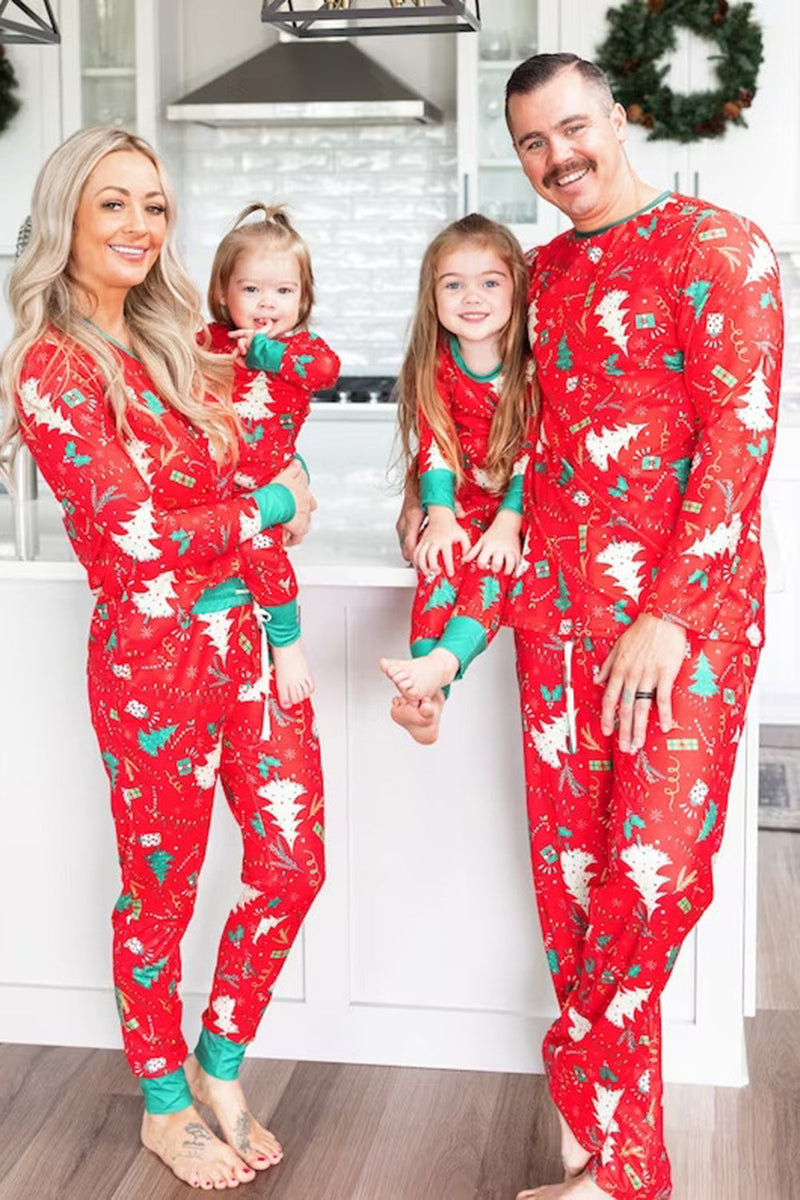 Laden Sie das Bild in den Galerie-Viewer, Roter Weihnachtsbaum bedruckt Familie passende Pyjama-Sets