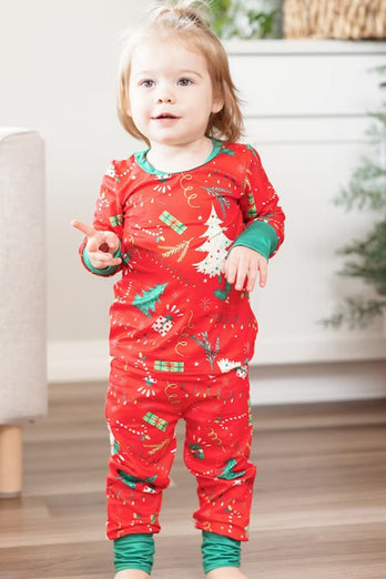 Roter Weihnachtsbaum bedruckt Familie passende Pyjama-Sets