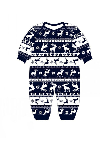 Weihnachten Familie Marineblaues Flanell Weiß Weihnachtsbaum Pyjama Set