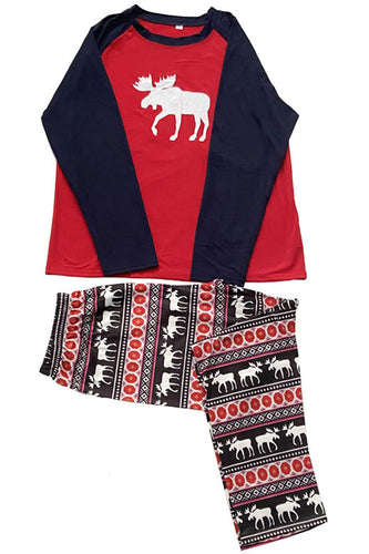 Rotes Familien Pyjama Rentier Langarm Weihnachtspyjama-Set