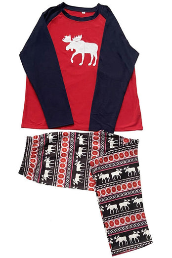 Rotes Familien Pyjama Rentier Langarm Weihnachtspyjama-Set