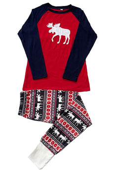 Rotes Familien Pyjama Rentier Langarm Weihnachtspyjama-Set