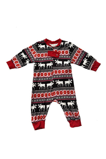 Rotes Familien Pyjama Rentier Langarm Weihnachtspyjama-Set