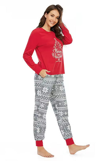 Lässige lose langärmelige Nachtwäsche Froher Weihnachtsbaum passender Pyjama Set