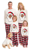 Laden Sie das Bild in den Galerie-Viewer, Neue Familie Weihnachten Cartoon Weihnachtsmann Langarm-Top mit karierter Hose weißes Weihnachtspyjama-Set