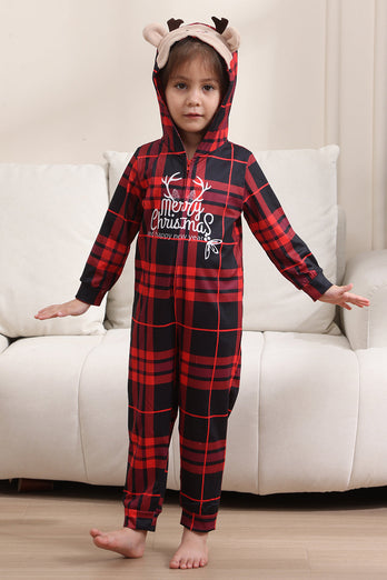 Roter Merry Christmas Pyjamas für die Familie Kapuzen-Einteiler Pjs Holiday Pyjamas Set