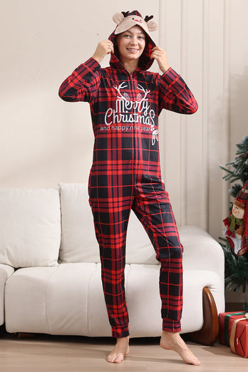 Roter Merry Christmas Pyjamas für die Familie Kapuzen-Einteiler Pjs Holiday Pyjamas Set