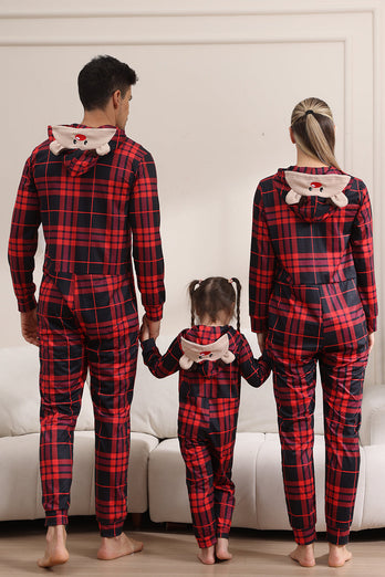 Roter Merry Christmas Pyjamas für die Familie Kapuzen-Einteiler Pjs Holiday Pyjamas Set