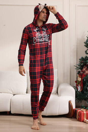 Roter Merry Christmas Pyjamas für die Familie Kapuzen-Einteiler Pjs Holiday Pyjamas Set