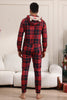 Laden Sie das Bild in den Galerie-Viewer, Roter Merry Christmas Pyjamas für die Familie Kapuzen-Einteiler Pjs Holiday Pyjamas Set