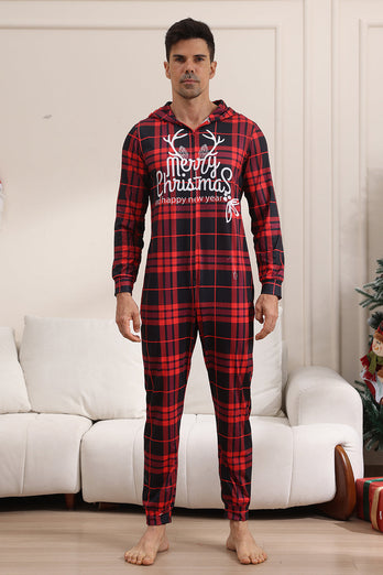 Roter Merry Christmas Pyjamas für die Familie Kapuzen-Einteiler Pjs Holiday Pyjamas Set