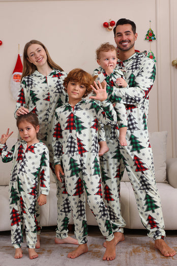 Familie Weihnachten Pyjamas Eltern-Kind Kleidung Niedliche Weihnachtsbaum Kapuze Overall Weihnachten Familie Set