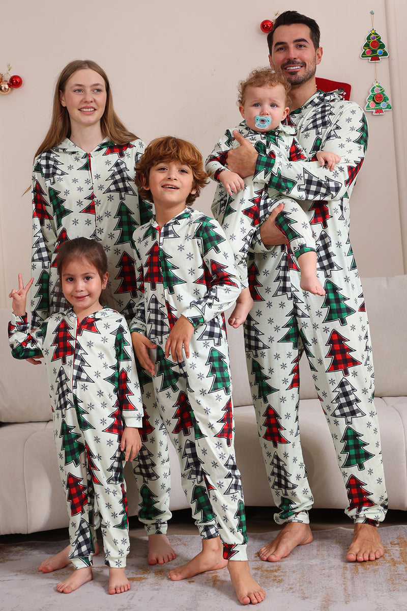 Laden Sie das Bild in den Galerie-Viewer, Familie Weihnachten Pyjamas Eltern-Kind Kleidung Niedliche Weihnachtsbaum Kapuze Overall Weihnachten Familie Set