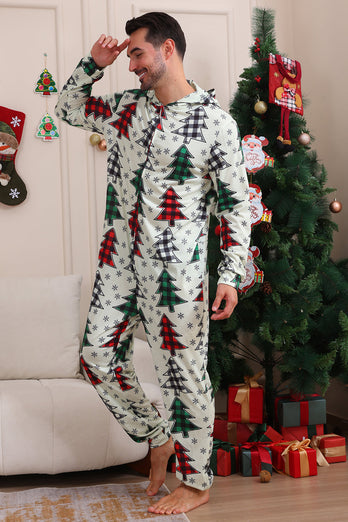 Familie Weihnachten Pyjamas Eltern-Kind Kleidung Niedliche Weihnachtsbaum Kapuze Overall Weihnachten Familie Set