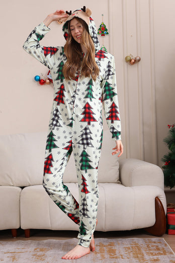 Familie Weihnachten Pyjamas Eltern-Kind Kleidung Niedliche Weihnachtsbaum Kapuze Overall Weihnachten Familie Set