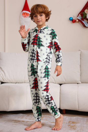 Familie Weihnachten Pyjamas Eltern-Kind Kleidung Niedliche Weihnachtsbaum Kapuze Overall Weihnachten Familie Set