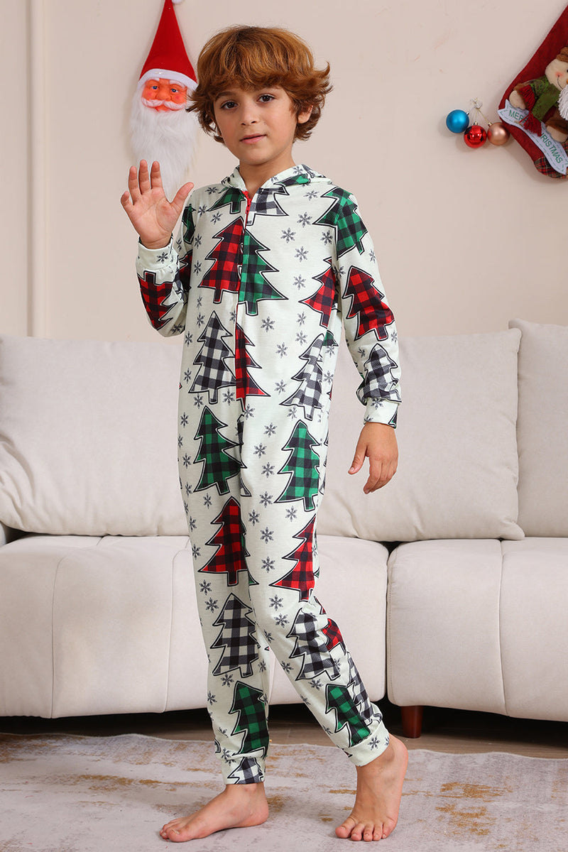 Laden Sie das Bild in den Galerie-Viewer, Familie Weihnachten Pyjamas Eltern-Kind Kleidung Niedliche Weihnachtsbaum Kapuze Overall Weihnachten Familie Set