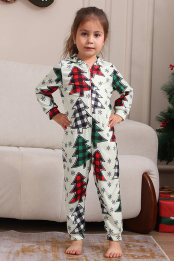 Familie Weihnachten Pyjamas Eltern-Kind Kleidung Niedliche Weihnachtsbaum Kapuze Overall Weihnachten Familie Set