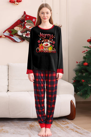 Schwarz Rot Familie Passende Pyjamas Erwachsene Kinder Baby Tops und Karierte Hosen Weihnachten Pyjama Set