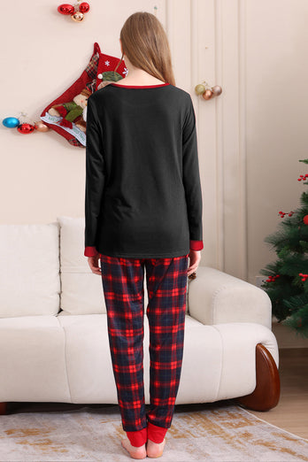 Schwarz Rot Familie Passende Pyjamas Erwachsene Kinder Baby Tops und Karierte Hosen Weihnachten Pyjama Set