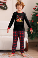 Laden Sie das Bild in den Galerie-Viewer, Schwarz Rot Familie Passende Pyjamas Erwachsene Kinder Baby Tops und Karierte Hosen Weihnachten Pyjama Set