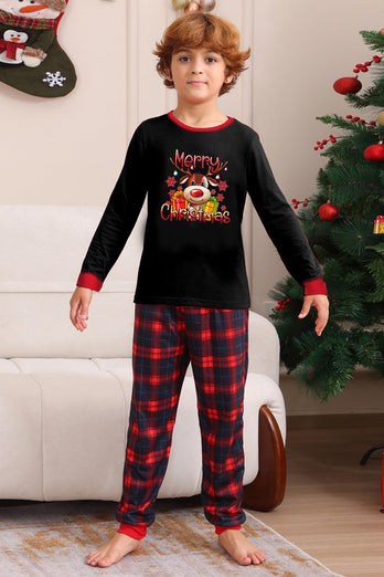 Schwarz Rot Familie Passende Pyjamas Erwachsene Kinder Baby Tops und Karierte Hosen Weihnachten Pyjama Set