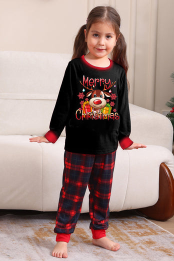 Schwarz Rot Familie Passende Pyjamas Erwachsene Kinder Baby Tops und Karierte Hosen Weihnachten Pyjama Set