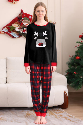 Schwarz Rot Familie Passende Pyjamas Erwachsene Kinder Baby Tops und Karierte Hosen Weihnachten Pyjama Set