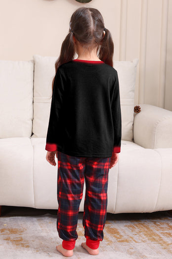 Schwarz Rot Familie Passende Pyjamas Erwachsene Kinder Baby Tops und Karierte Hosen Weihnachten Pyjama Set