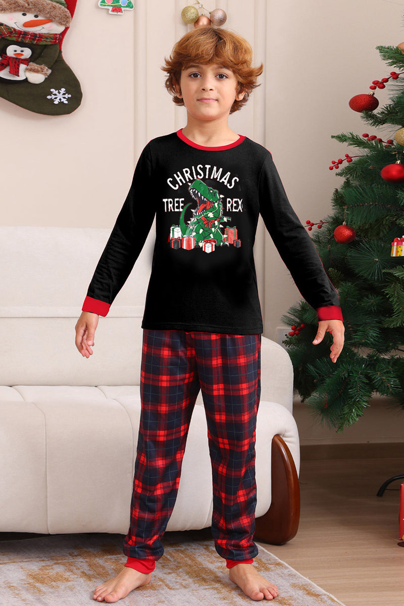 Laden Sie das Bild in den Galerie-Viewer, Schwarz Rot Familie Passende Pyjamas Erwachsene Kinder Baby Tops und Karierte Hosen Weihnachten Pyjama Set