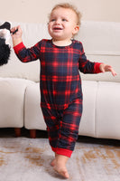 Laden Sie das Bild in den Galerie-Viewer, Schwarz Rot Familie Passende Pyjamas Erwachsene Kinder Baby Tops und Karierte Hosen Weihnachten Pyjama Set