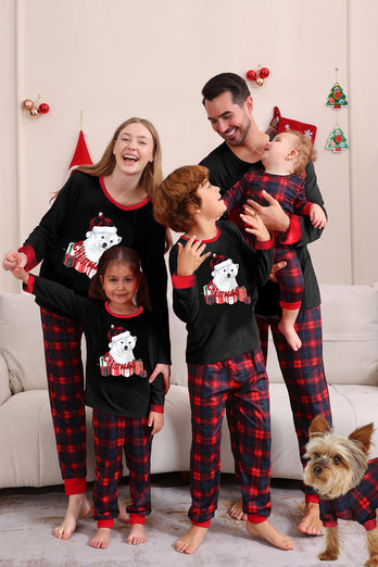 Schwarz Rot Familie Passende Pyjamas Erwachsene Kinder Baby Tops und Karierte Hosen Weihnachten Pyjama Set