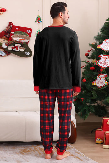 Schwarz Rot Familie Passende Pyjamas Erwachsene Kinder Baby Tops und Karierte Hosen Weihnachten Pyjama Set