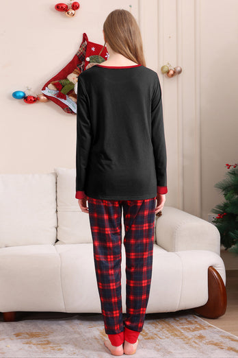 Schwarz Rot Familie Passende Pyjamas Erwachsene Kinder Baby Tops und Karierte Hosen Weihnachten Pyjama Set