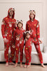 Laden Sie das Bild in den Galerie-Viewer, Passender Onesie für Frauen Männer Familie Kapuzen Roter Pyjama Einteiliges Weihnachtspyjama-Set