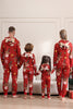 Laden Sie das Bild in den Galerie-Viewer, Passender Onesie für Frauen Männer Familie Kapuzen Roter Pyjama Einteiliges Weihnachtspyjama-Set